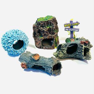 LOT 5x AQUARIUM ORNAMENTS STATUES DECORATIONS FISH TANK TERRARIUM DECOR